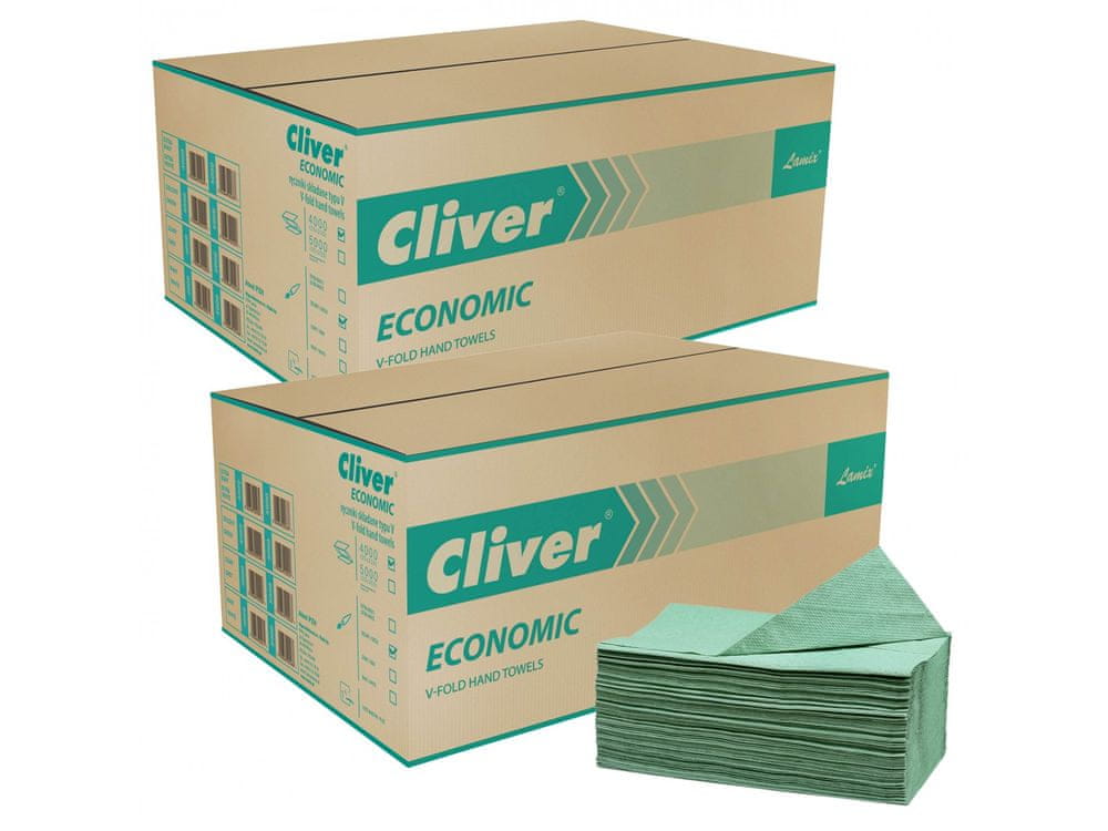 sarcia.eu Cliver Ekologický, jednovrstvový skladaný uterák, zelený papierový uterák 8000 kusy